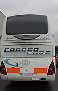Autobuses Cooper Cars parte trasera de autobús